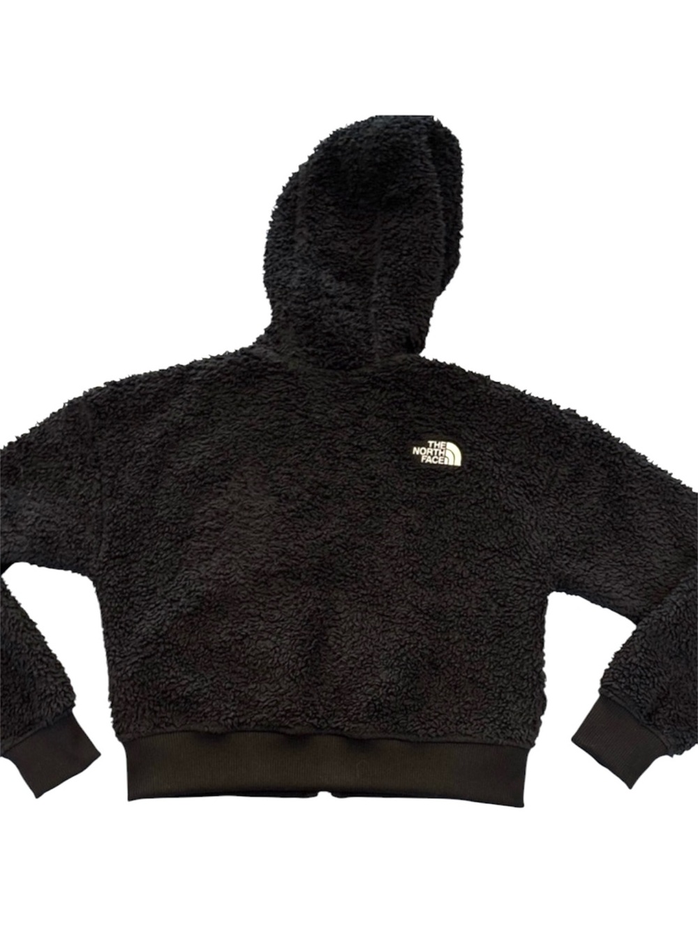The North Face Girls Oso Fleece Jacket M 10 Black Plush Fuzzy Hooded Full Zip - Picture 6 of 8